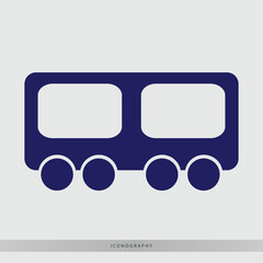 Modern, clean dark blue bus icon on a light gray background, perfect for transport and travel concepts