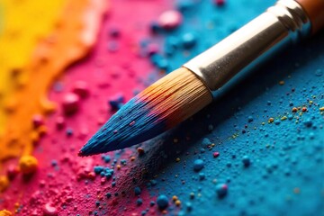 Fototapeta premium Vibrant Acrylic Paint on a Paintbrush Bristles Ready for Artistic Expression