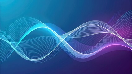 Abstract glowing blue and purple digital sound wave pattern dark blue