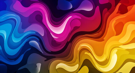 Abstract Fluid Swirl Gradient Background with Colorful Vibrant Wave Shapes