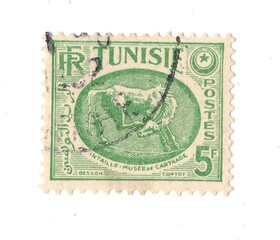 A vintage postage stamp from Tunisia.