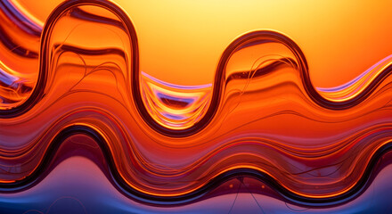 Abstract Wavy Orange Blue Gradient Flowing Liquid Fluid Background