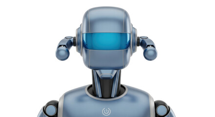 Isolated cute sci-fi robot character with artificial intelligence, futuristic concept