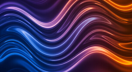 Abstract Dynamic Flowing Wave Line Art with Vibrant Gradient Color Background