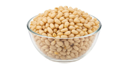 Isolated bowl filled with pine nuts, a healthy snack ingredient for a delicious salad