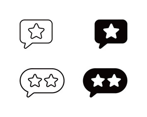 Star Rating and Review Icons - One and Two Stars in Outline and Solid Styles