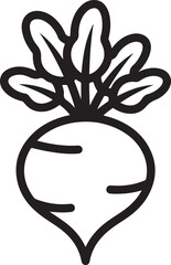Vector art of beet icon this vector graphic showcases a fresh beet with leaves, ideal for healthy eating, vegetarian recipes, and organic food designs a simple and clean illustration on