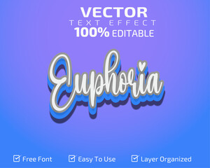 ‘Euphoria’ Modern 3D Text Effect Template | Free Font, Easy To Use & Layer Organized | 100% Editable Vector Print Ready.