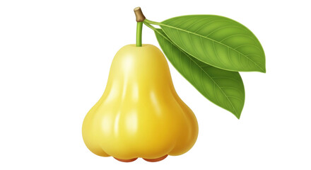 Isolated yellow water apple fruit with green leaves – healthy food, tasty, sweet, refreshing