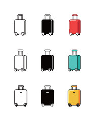 Travel Suitcase and Luggage Icons - Various Styles for Baggage, Vacation, and Tourism