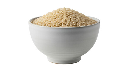 Isolated bowl of nutritious whole grain brown rice food, healthy, carbs-filled meal staple