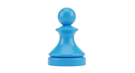 Isolated light blue chess pawn piece with a shiny surface for boardgame designs and concepts