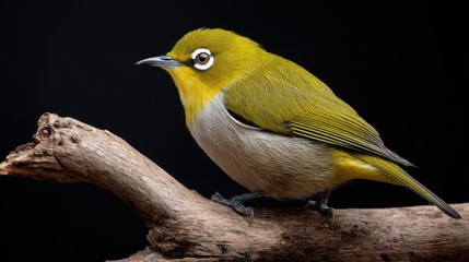 Obraz premium Captivating Close-Up of a Green Bird Sitting on a Branch