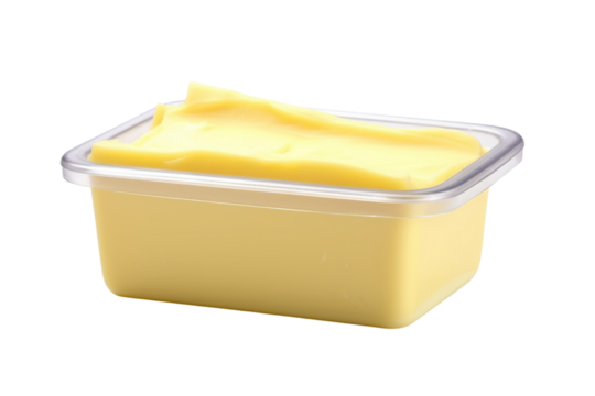 Fresh butter in a clear plastic container