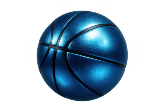 Metallic blue basketball isolated with transparent background