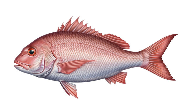 Isolated illustration of a northern red snapper fish, an important food source for humans