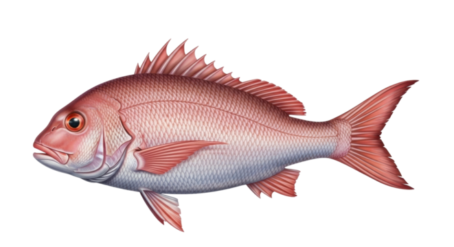 Isolated illustration of a northern red snapper fish, an important food source for humans