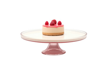 Raspberry cheesecake on a pink cake stand dessert