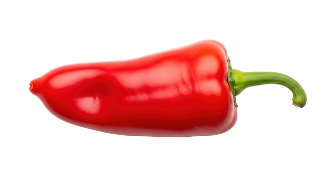 Isolated red bell pepper with green stem and smooth skin for gourmet recipes and culinary arts