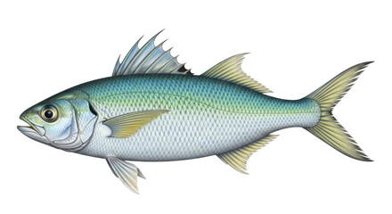 Fototapeta premium Isolated Bluefish Illustration, Aquatic Marine Animal, Edible Fish, Coastal Fishing