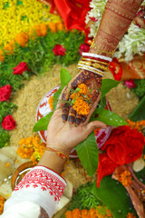 wedding couple hand Close up Photo