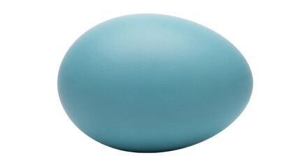 Isolated light blue egg against neutral backdrop for culinary or Easter design projects