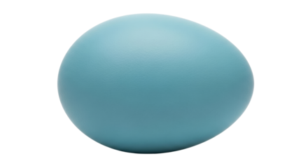 Isolated light blue egg against neutral backdrop for culinary or Easter design projects