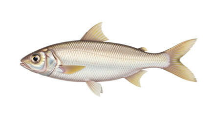 Isolated Roach fish, detailed illustration of a freshwater cyprinid, realistic animal art