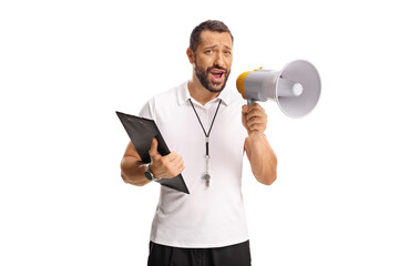 Fototapeta premium Sports coach using a megaphone