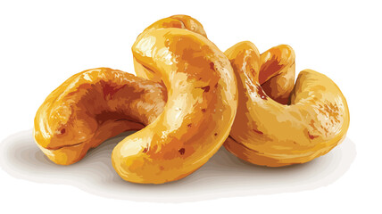 Closeup of Three Delicious Roasted Cashew Nuts Illustration