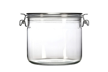 Empty glass jar with metal clasp