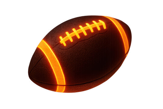 American football ball glowing neon lines transparent