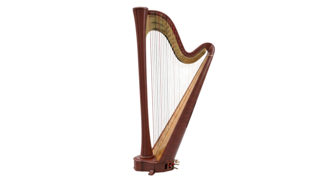 Isolated Celtic folk harp for orchestral symphony, folk music, orchestra performance, concert