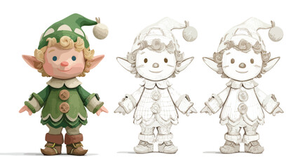 Enchanting Cute Cartoon Elf Fantasy Character 3D Render - Childlike and Adorable