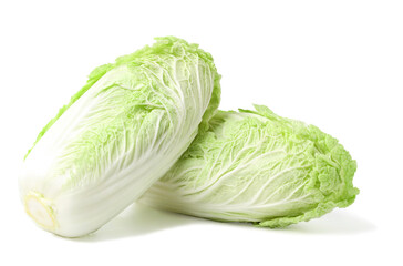  heads of Chinese cabbage stacked on top of each other. isolated on white background.