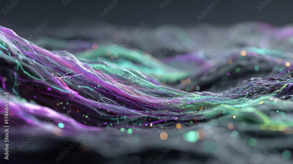 Canvas Prints flowing streams of data in vibrant purple and green colors