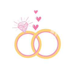 love rings, marriage proposal. Vector Illustration for printing, backgrounds, covers and packaging. Image can be used for greeting cards, posters, stickers and textile. Isolated on white background.
