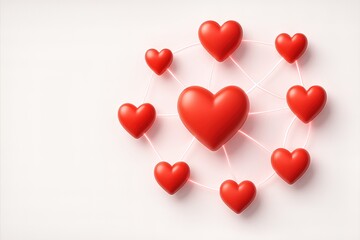 Fototapeta premium Red Heart Connection Graphic Symbolizing Love, Relationships, and Emotional Bonds