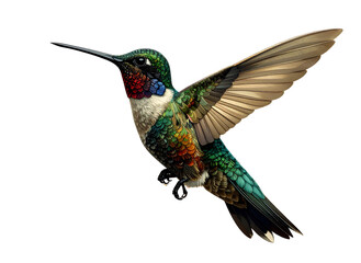 Fototapeta premium Hummingbird with floral swirl motif 