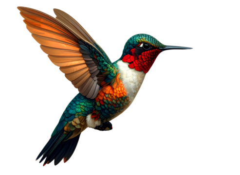 Hummingbird with floral swirl motif 