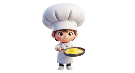 3d Cartoon Chef With Fried Egg