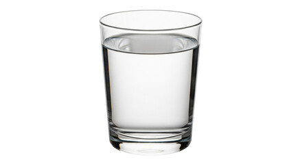 Isolated studio shot of clear drinking glass with fresh water filling it nearly to the top