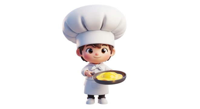 3d Cartoon Chef With Fried Egg