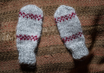 old and vintage wool mittens