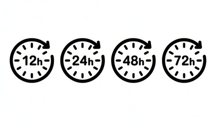 Time's Swift Passage: A graphic display of time increments, represented by a series of clocks with arrows, indicating the passage of hours in clear, concise visual format.