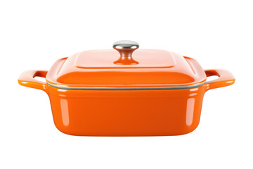 Orange casserole dish with lid