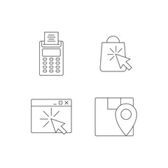 Payment and map location line icon set.