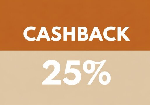 Cashback 25 percent banner isolated on white background, promotion marketing sale discount, special offer template design