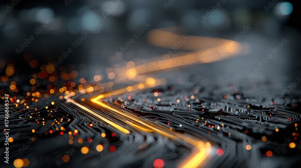 Canvas Prints close-up of futuristic circuit board with glowing elements