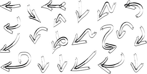 Hand Drawn Black Arrows on White Background Keywords: arrow, direction, pointer, sign, symbol